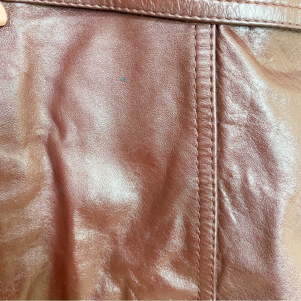 Classic Directions Leather Chestnut Button Front Fully Lined Leather Jacket Sz12 - Picture 12 of 12